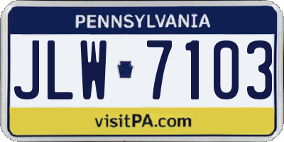PA license plate JLW7103