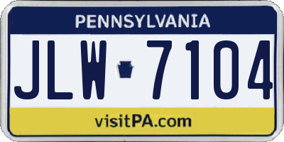 PA license plate JLW7104