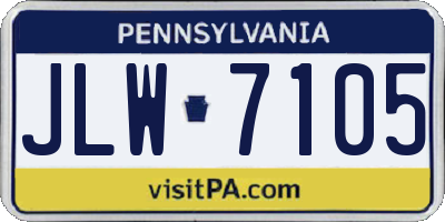 PA license plate JLW7105