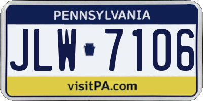 PA license plate JLW7106