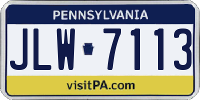 PA license plate JLW7113