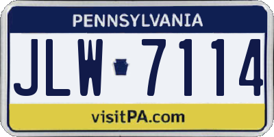 PA license plate JLW7114