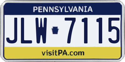 PA license plate JLW7115