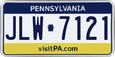 PA license plate JLW7121