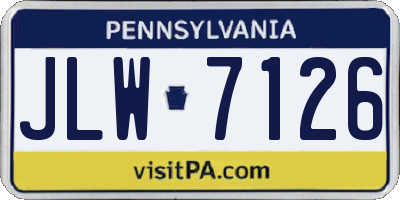 PA license plate JLW7126