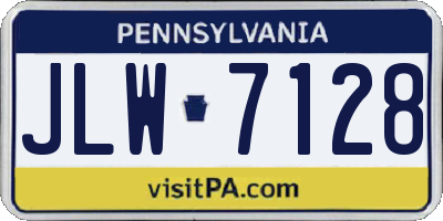 PA license plate JLW7128