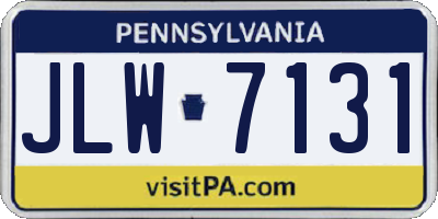 PA license plate JLW7131