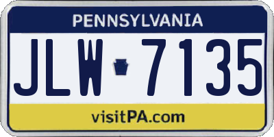 PA license plate JLW7135
