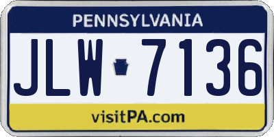 PA license plate JLW7136