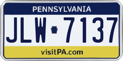 PA license plate JLW7137