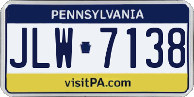 PA license plate JLW7138
