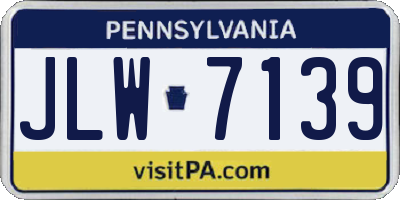 PA license plate JLW7139