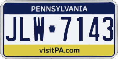 PA license plate JLW7143