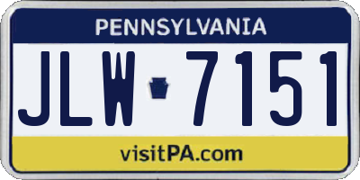 PA license plate JLW7151