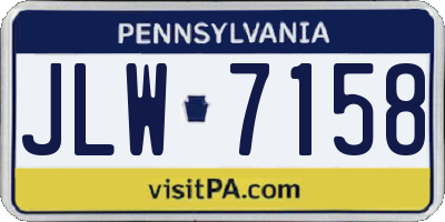 PA license plate JLW7158