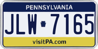 PA license plate JLW7165