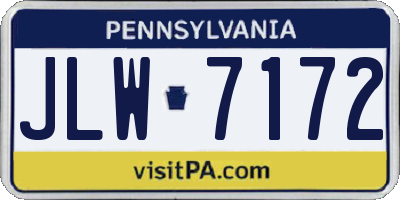 PA license plate JLW7172
