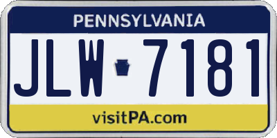 PA license plate JLW7181