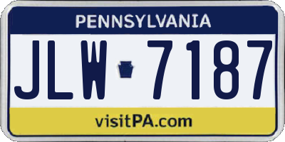 PA license plate JLW7187