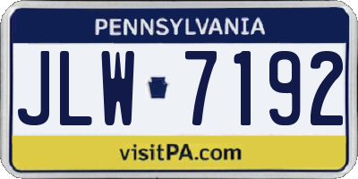 PA license plate JLW7192