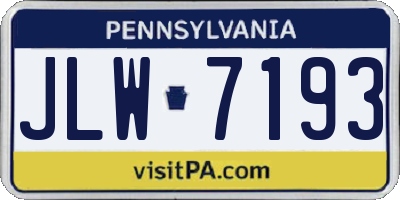 PA license plate JLW7193