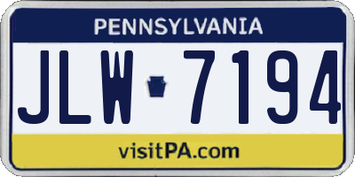 PA license plate JLW7194