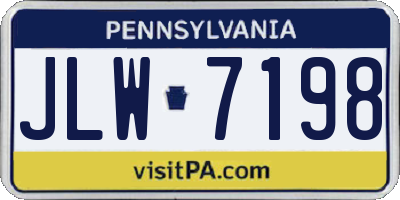 PA license plate JLW7198