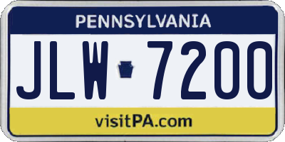 PA license plate JLW7200