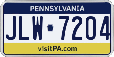 PA license plate JLW7204