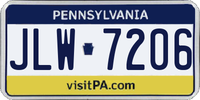 PA license plate JLW7206
