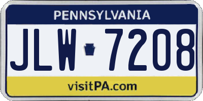 PA license plate JLW7208