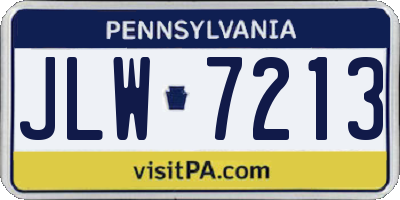 PA license plate JLW7213