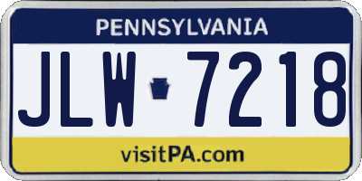 PA license plate JLW7218
