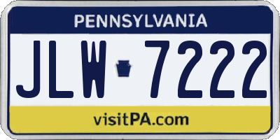 PA license plate JLW7222