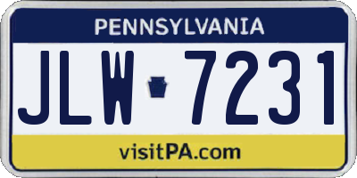 PA license plate JLW7231
