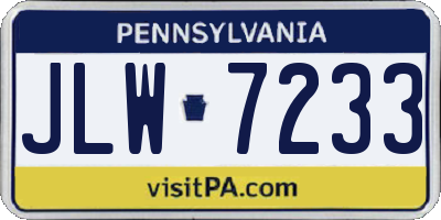 PA license plate JLW7233