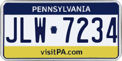 PA license plate JLW7234
