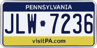 PA license plate JLW7236