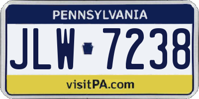 PA license plate JLW7238