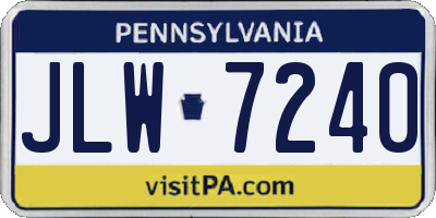 PA license plate JLW7240