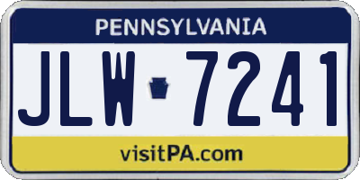 PA license plate JLW7241