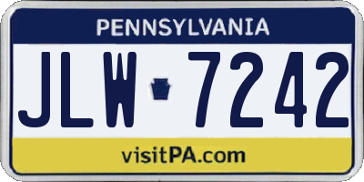 PA license plate JLW7242