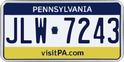 PA license plate JLW7243