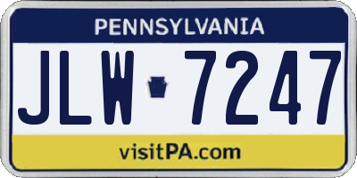 PA license plate JLW7247