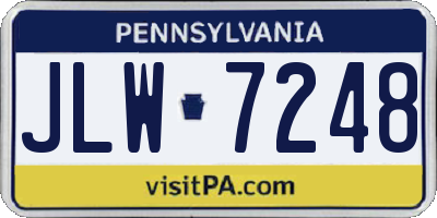 PA license plate JLW7248