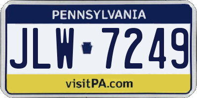 PA license plate JLW7249