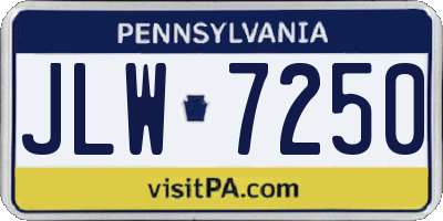 PA license plate JLW7250