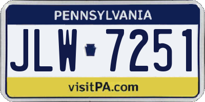 PA license plate JLW7251