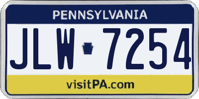 PA license plate JLW7254