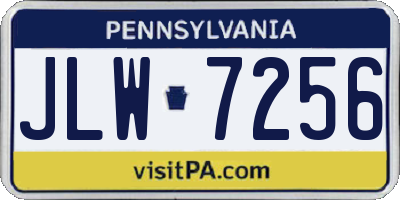 PA license plate JLW7256